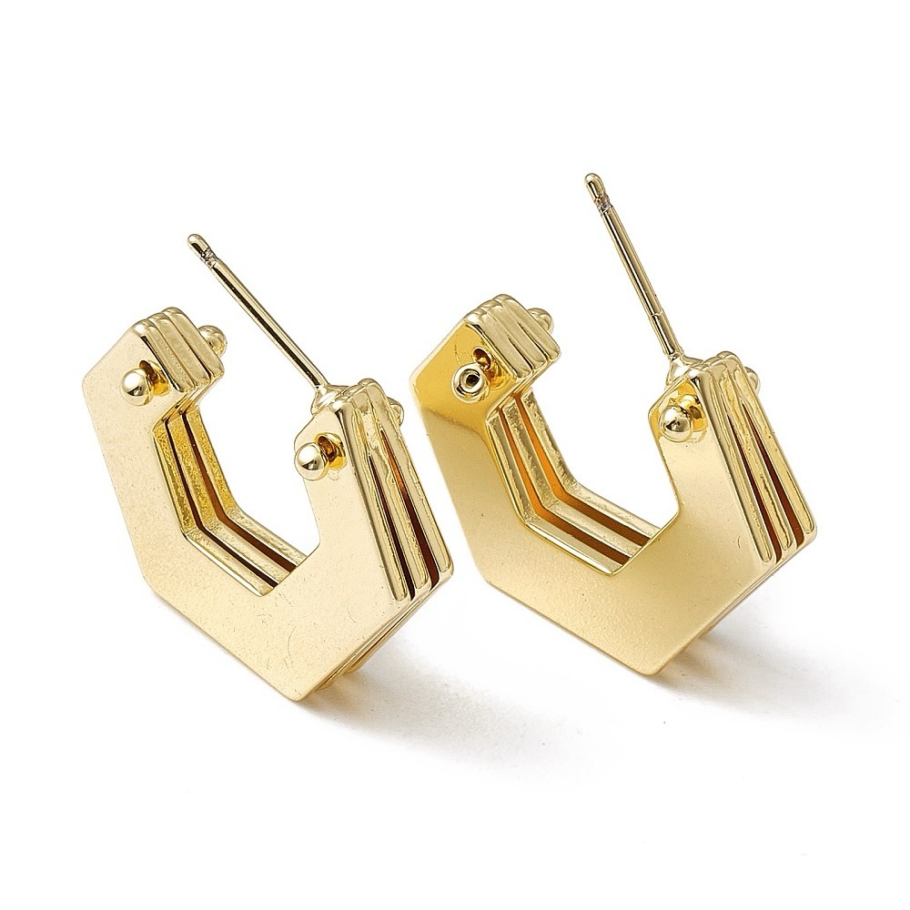 Elegant Gold Hexagon Hoop Earrings